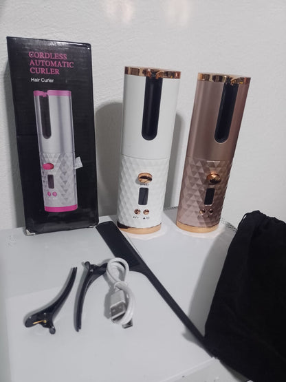 Rizadores de pelo automáticos con carga USB, rizador de pelo giratorio inalámbrico portátil