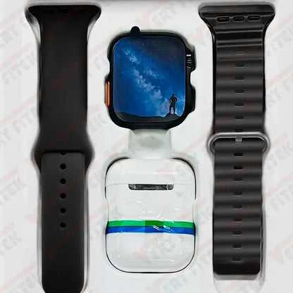 Smart Watch + Earphones +2 Correas I8 Ultra NEGRO