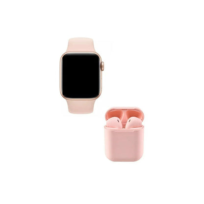 Kit smartwatch t500 y audífonos twins rosa