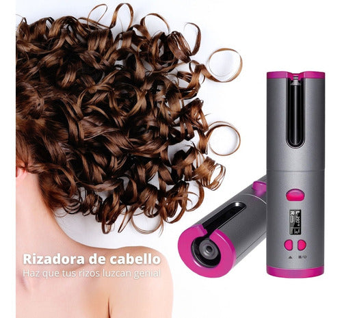 Rizadores de pelo automáticos con carga USB, rizador de pelo giratorio inalámbrico portátil