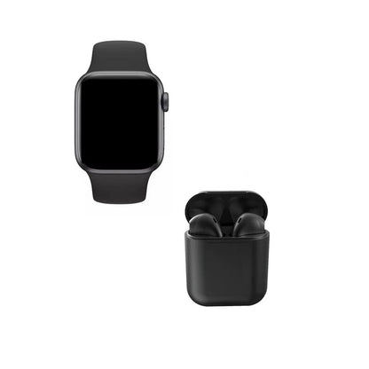 Kit smartwatch y audífons twins negro