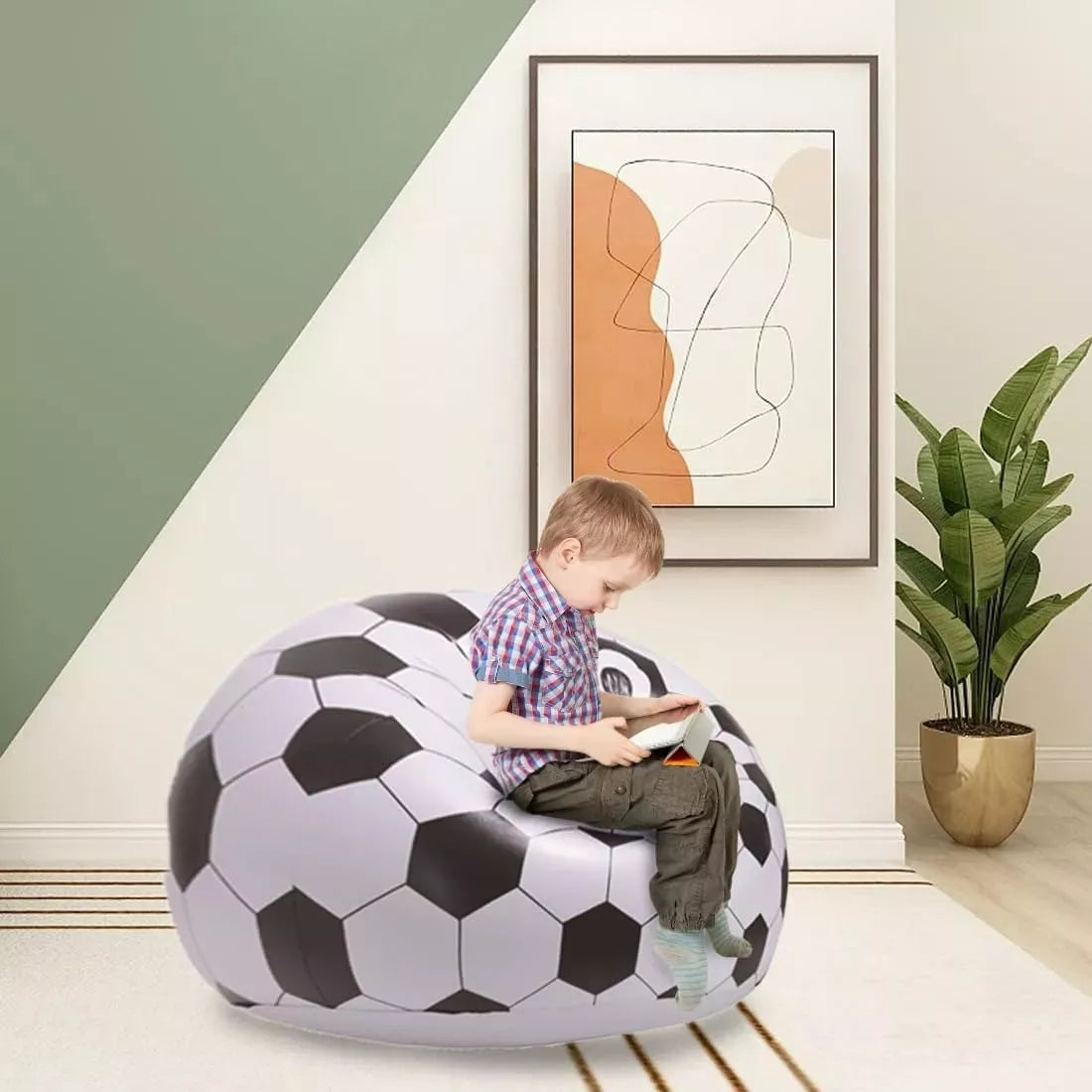 Sillón Inflable Puff Balón De Futbol Silla Aire